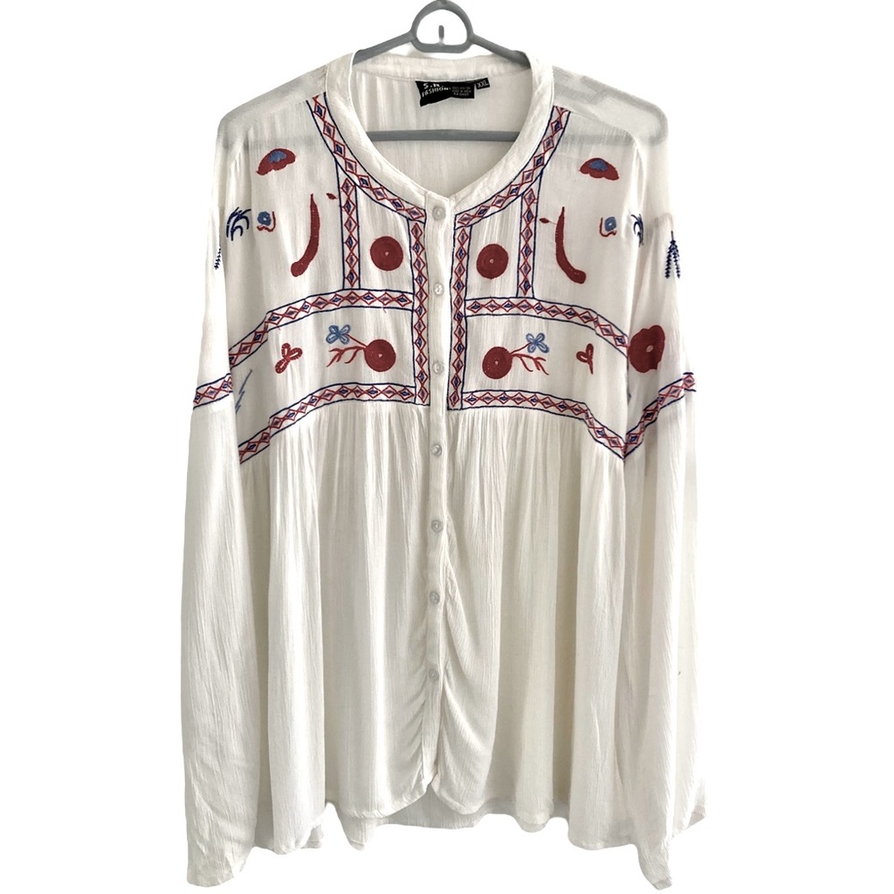 SR Fashion | Embroidered Semi-sheer Blouse